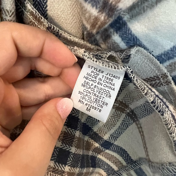 NWT Entro Plaid Flannel and Corduroy Sleeved Draped Front Jacket with Belt - Picture 8 of 8